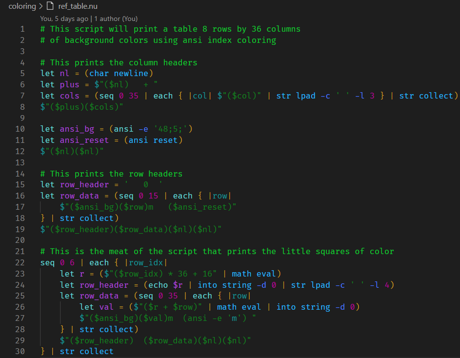 Dark theme vscode showing rsh